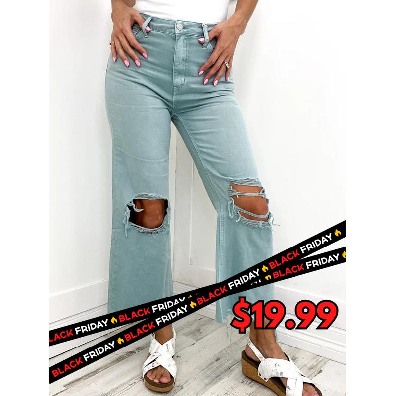 Vervet Super Fly Vintage Cropped Flare Jeans in Cloud Blue